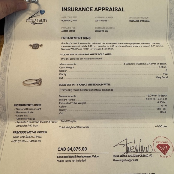 White Gold Canadian Diamond Bridal Set - Picture 6 of 9